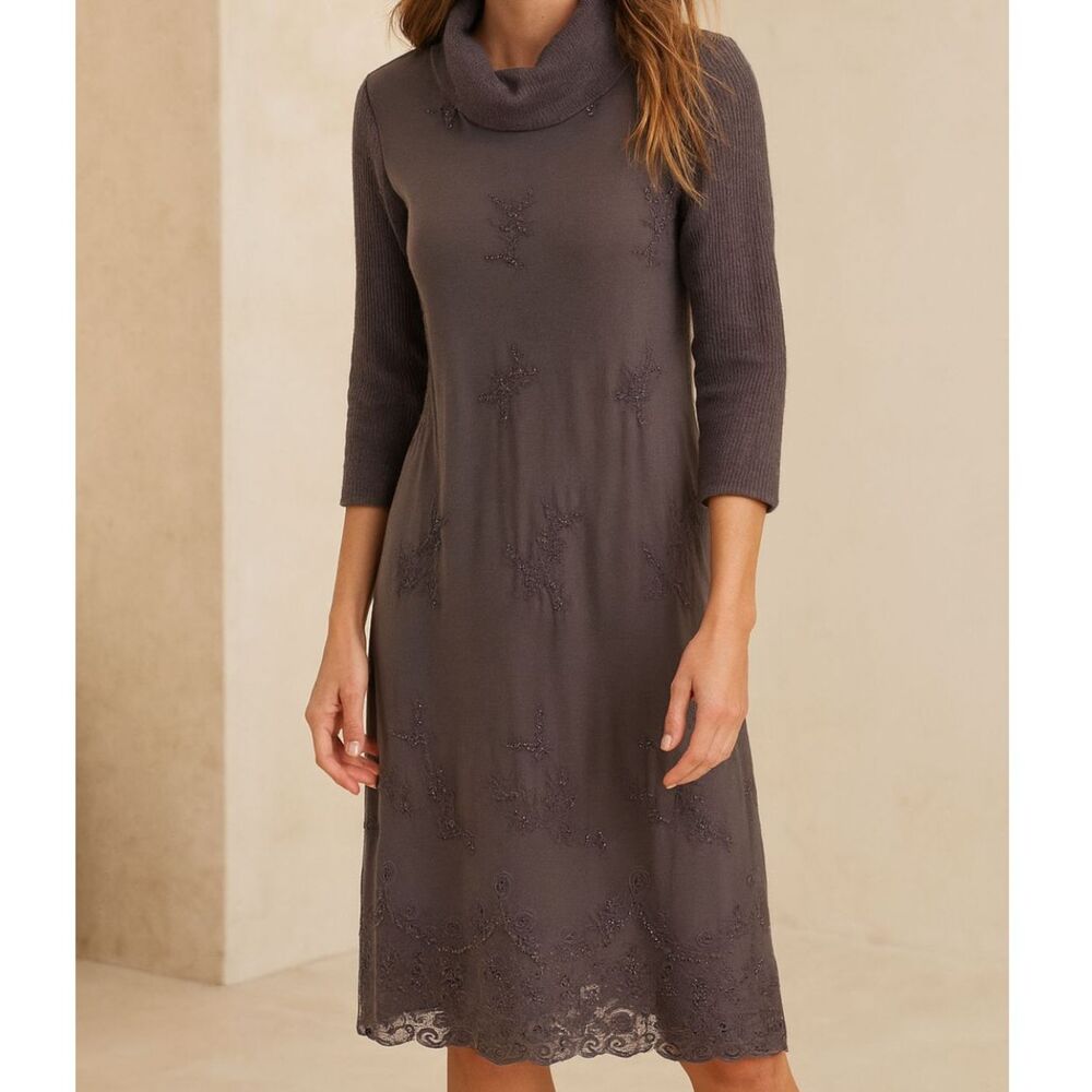 Sundance Eventide Beaded Turtleneck Dress Size Medium